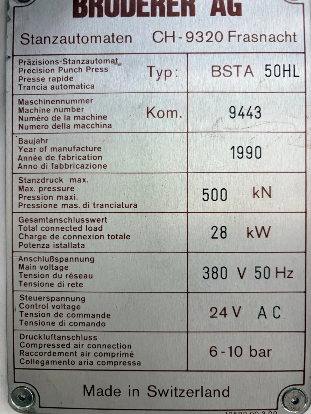 BRUDERER BSTA 50HL 2