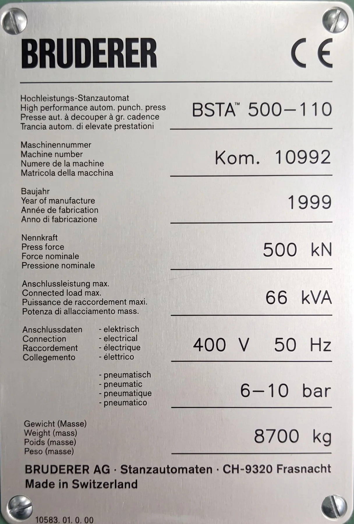 BRUDERER BSTA 500-110B 18