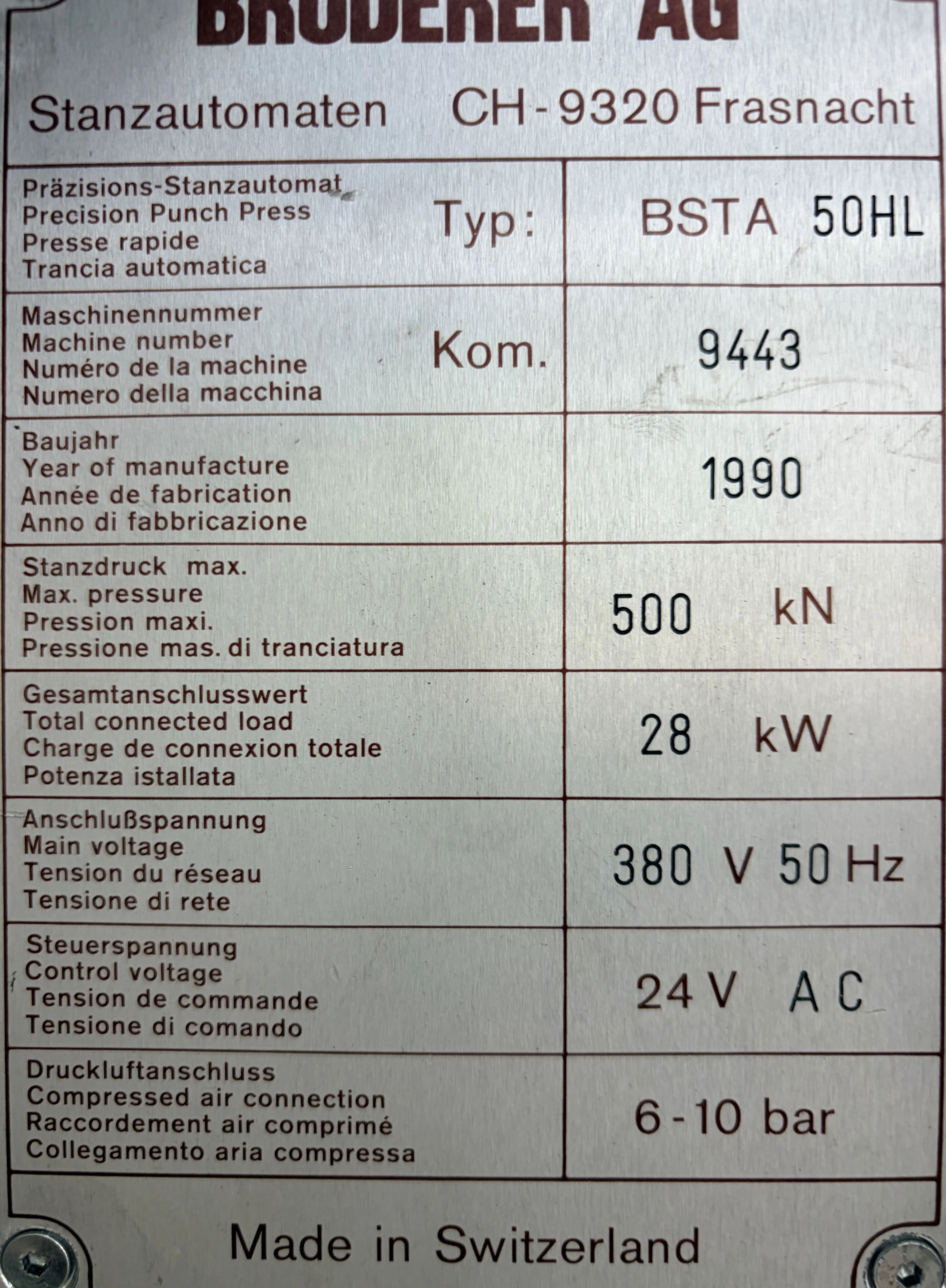 BRUDERER BSTA 50HL 2